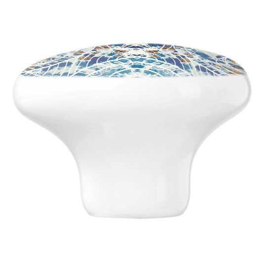 青い白い灰色の銅ロフトスタイルタイルパターン セラミックノブ (側面)