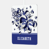 青い白い籠玉が星をパーソナライズされた出す メタルオーナメント (正面左)