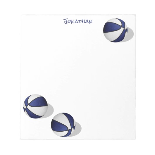 青い白い籠玉パーソナライズされた三 ノートパッド (正面)