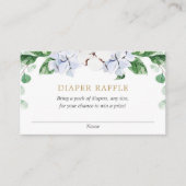 青い白い緑の金ゴールドの赤ちゃんシャワーおむつラッフル エンクロージャーカード (正面)