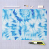 青い白い緩和曲線絞り染め 薄葉紙 (クラフト)