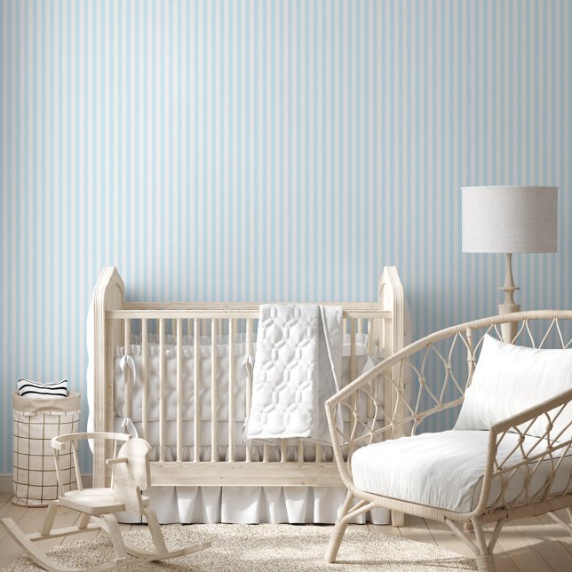 青い白い縞模様のキッズルーム保育園の壁の装飾 壁紙 (Blue White Striped Kids Room Nursery Wall Decor Wallpaper)