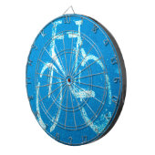 青い白い自転車、サイクリング自転車看板 ダーツボード (正面右)