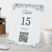 青い白い花のテーエレガントブル番号 台座サイン (インサイチュ)