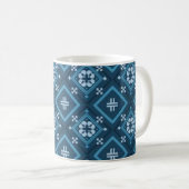 青い白い花のマグカップ コーヒーマグカップ (正面右)