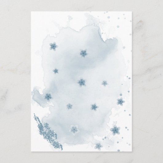 青い白い花の緑の座席チャートカード エンクロージャーカード (裏面)