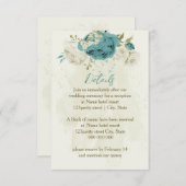青い白い花の緑結婚の詳細 エンクロージャーカード (正面/裏面)