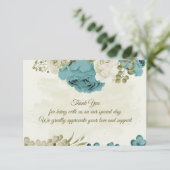 青い白い花の緑結婚色 サンキューカード (スタンド正面)