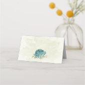 青い白い花の緑結婚色 プレイスカード (裏面)