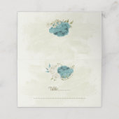 青い白い花の緑結婚色 プレイスカード (外部開封)