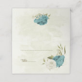 青い白い花の緑結婚色 プレイスカード (外部開封)