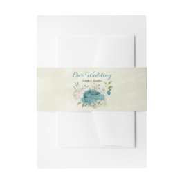 青い白い花の緑結婚色 招待状ベリーバンド