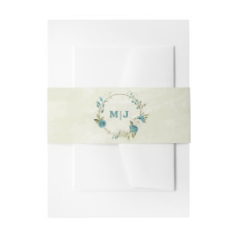 青い白い花の緑結婚色 招待状ベリーバンド