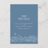 青い白い花の蝶結婚の詳細QR エンクロージャーカード (正面)