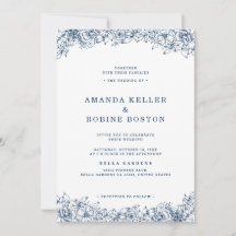 青い白い花エレガントシンプルの結婚