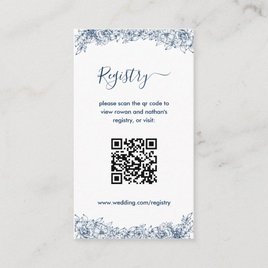 青い白い花エレガント エンクロージャーカード (正面)