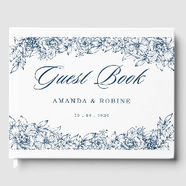 青い白い花エレガント ゲストブック