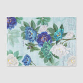 青い白い花模様音楽と手書きの切り離し 薄葉紙 (正面)