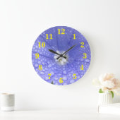 青い白い花 ラージ壁時計 (ホーム)