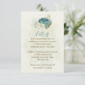 青い白い花 緑の装飾 ウェディング ディテール エンクロージャーカード (スタンド正面)