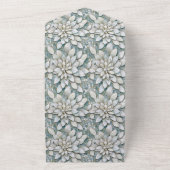 青い白い蓮結婚の花 オールインワン招待状 (外側)