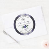 青い白い製品ラベルのきらめくグリッターロゴ ラウンドシール (封筒)