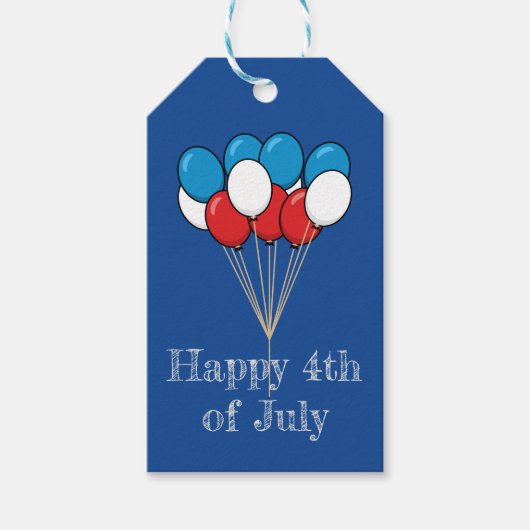 青い白い赤い愛国的な風船 |カスタマイズ ギフトタグ (正面)