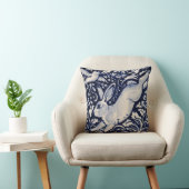 青い白い跳躍うさぎハレバニーチノワセリー クッション (椅子)