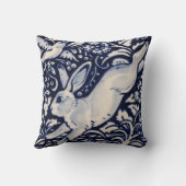 青い白い跳躍うさぎハレバニーチノワセリー クッション (裏面)