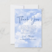 青い白い輝く雲結婚の写真カスタム写真 サンキューカード (正面)