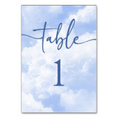 青い白い輝く雲結婚の テーブルナンバー (裏面)