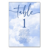 青い白い輝く雲結婚の テーブルナンバー (裏面)