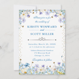 青い白い野忘れ花私の結婚鼻 招待状