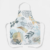 青い白い金ゴールドの葉葉植物 エプロン (正面)