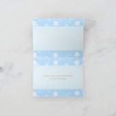 青い白い金ゴールドオーナメントクリスマスフォトカード シーズンカード (内部)