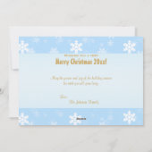 青い白い金ゴールドオーナメントクリスマスフォトカード シーズンカード (裏面)