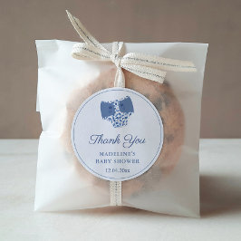 青い白い陳腐おむつベビーシャワーのお気に入り ラウンドシール