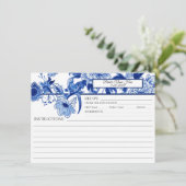 青い白い陳腐な葉の鳥のブライダルレシピ 招待状 (スタンド正面)