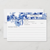 青い白い陳腐な葉の鳥のブライダルレシピ 招待状 (正面)