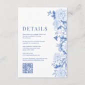 青い白い陶器の結婚詳細 エンクロージャーカード (正面)