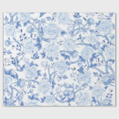 青い白い陶器の花の鳥の磁器 ラッピングペーパー (フラット)