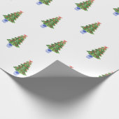 青い白い陶器クリスマスツリーの贈り物 ラッピングペーパー (角)