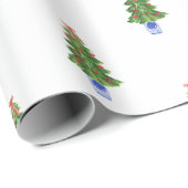 青い白い陶器クリスマスツリーの贈り物 ラッピングペーパー (ロールコーナー)