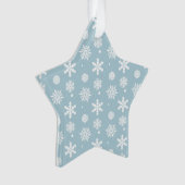 青い白い雪の結晶パターン1 オーナメント (正面)
