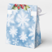 青い白い雪片パインコーンレッドベリーギフト フェイバーボックス (裏面サイド)