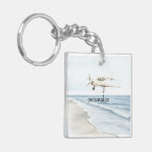 青い白い飛行機 キーホルダー (正面左)