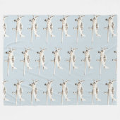 青い白い飛行機 フリースブランケット (正面(横))