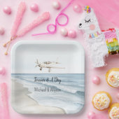 青い白い飛行機 ペーパープレート (パーティー)