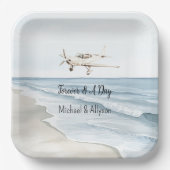青い白い飛行機 ペーパープレート (正面)