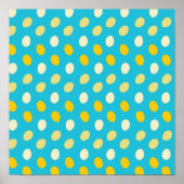 青い白い黄色のカラフル卵の鳥の巣自然 ポスター (正面)